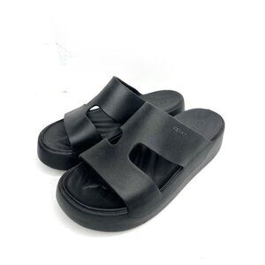 CROCS Black Dual-Strap Platform Slide Sandals